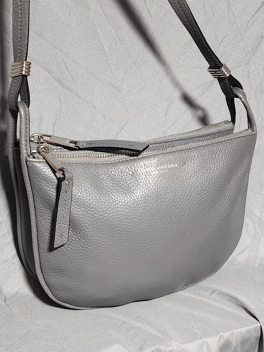 Marc Jacobs Grey Soft Leather Crossbody Bag Purse
